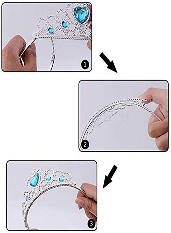 كاكو فانسي دريسيس فساتين كاكو التنكرية، مصنوعة من البوليستر، إكسسوارات فساتين تنكرية لأميرات القصص الخيالية للبنات (إكسسوارات إلسا، عبوة من 6 قطع)، فضي - Image 3